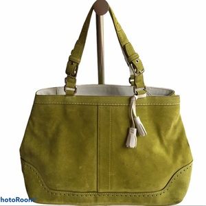 Coach Rare Lime Green Leather Suede Satchel